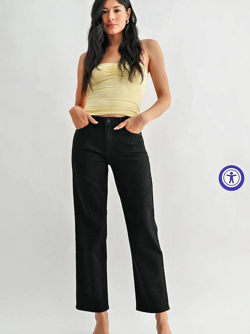 JUST BLACK DENIM Stretchy Straight Jeans Black Size 28 NWT
